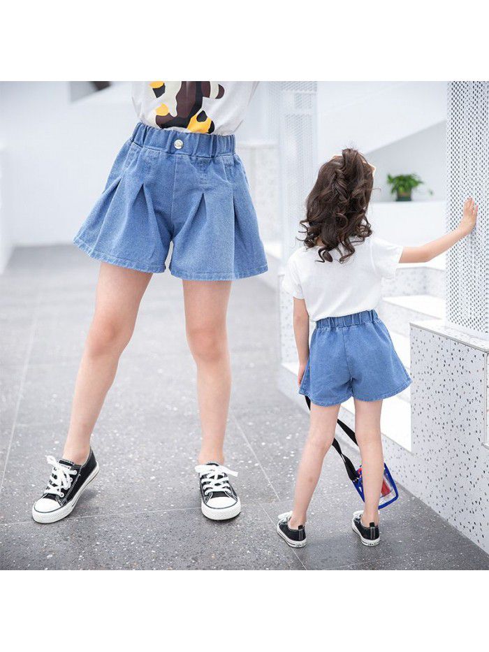 Girls' shorts summer wear  new type of outer wear of middle and large children's jeans 