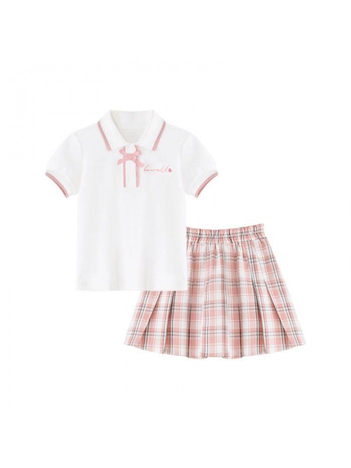 Cicie children's wear a ready to go girl's short sleeve  summer children's College skirt suit 