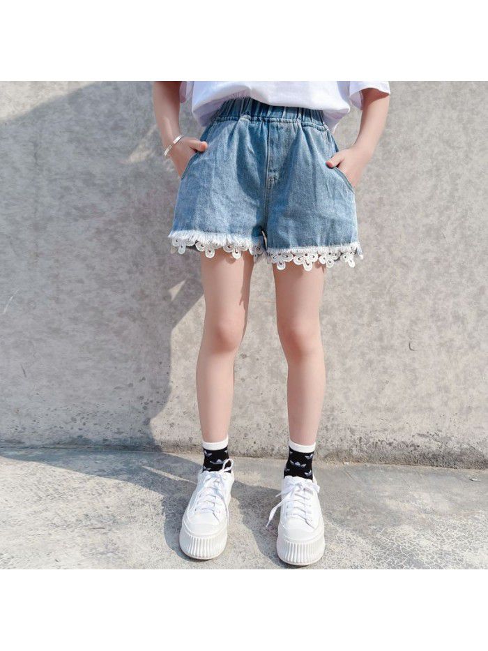 Girls' jeans summer thin  new fashion baby foreign style children's shorts 