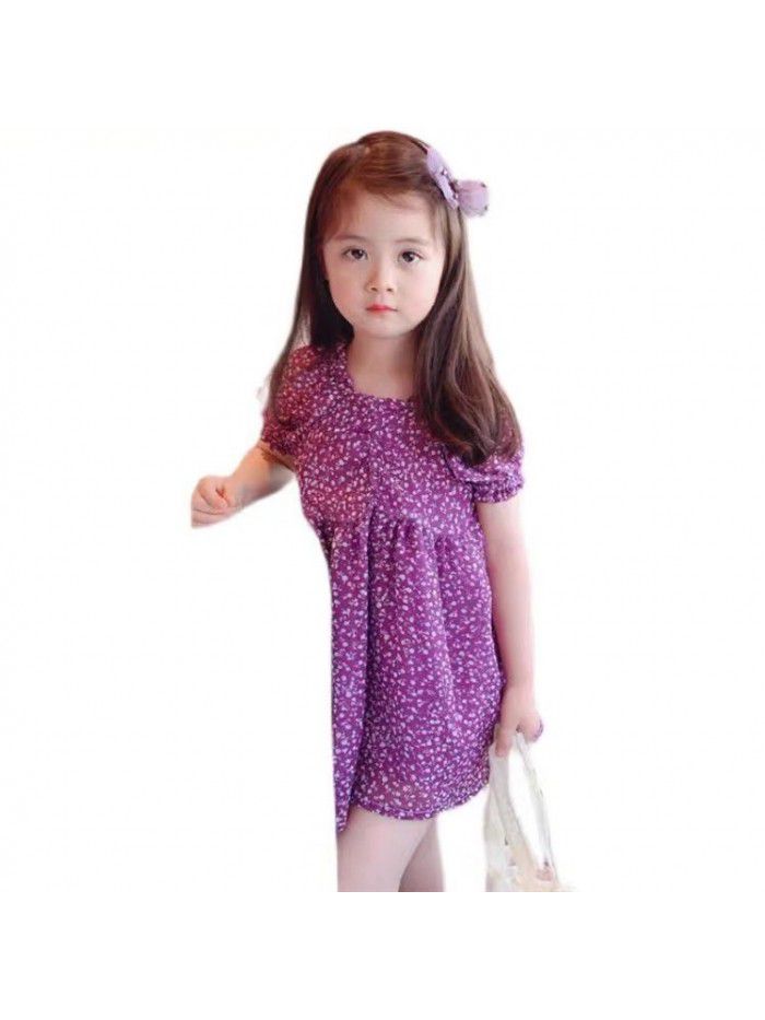 Children's floral skirt girl's net red dress children's dress new foreign fashion little girl skirt summer purple tide 