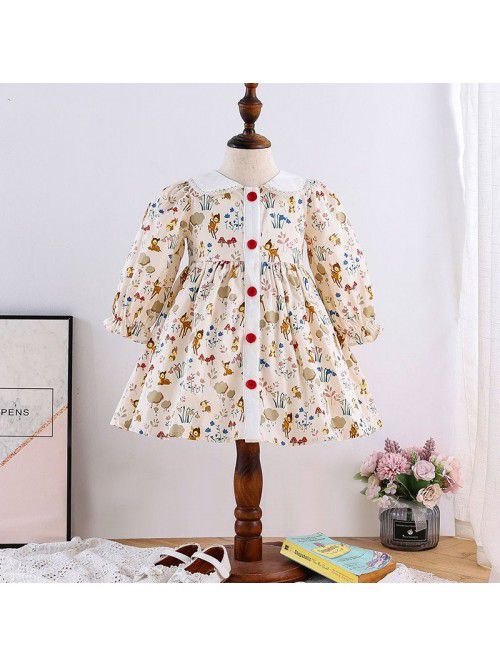Spring new girl's dress cartoon print girl�...