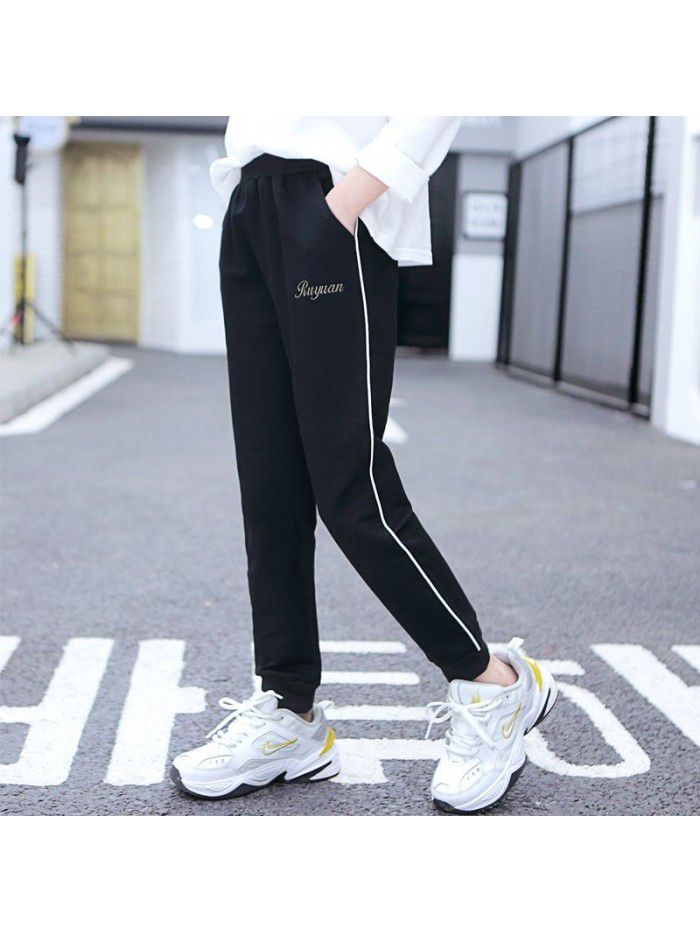Children's clothing girls' pants spring clothing children's sports pants loose middle school children's casual pants pure cotton spring and autumn girls' pants 