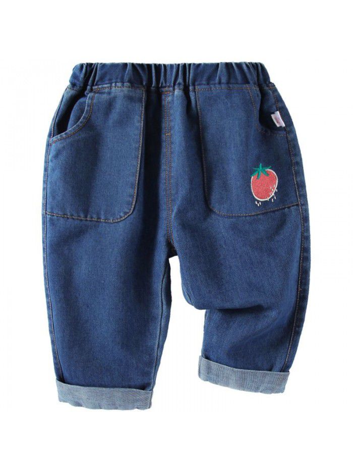 Amila children's wear  new spring dress baby girl jeans girl pants foreign style spring and autumn trousers 