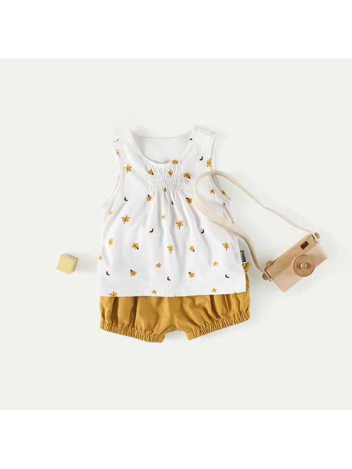 Amila Amila children's wear girls' Leisure Sports vest two piece suit summer wear new style foreign style children's shorts 