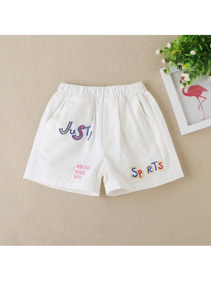 Girls' shorts summer new style children's foreign style cotton shorts wear red hot pants of CUHK girls' leisure net 