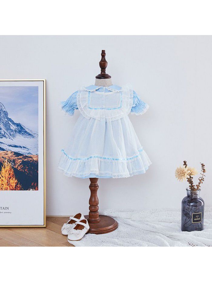  summer children's European and American mesh princess skirt lovely Embroidery Flower Baby Girl Dress 