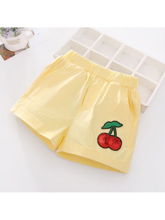 Girls' shorts summer new Korean version Chinese big children's candy color shorts middle waist beach pants 