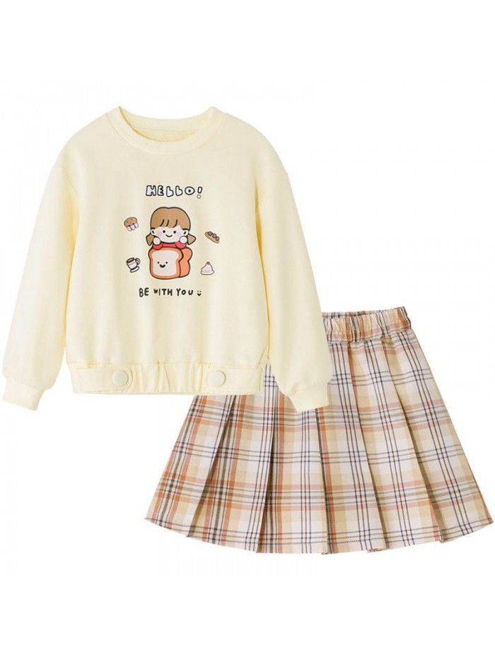 Cicie children's wear one ready to go girl's suit  spring lovely children's pleated skirt suit 