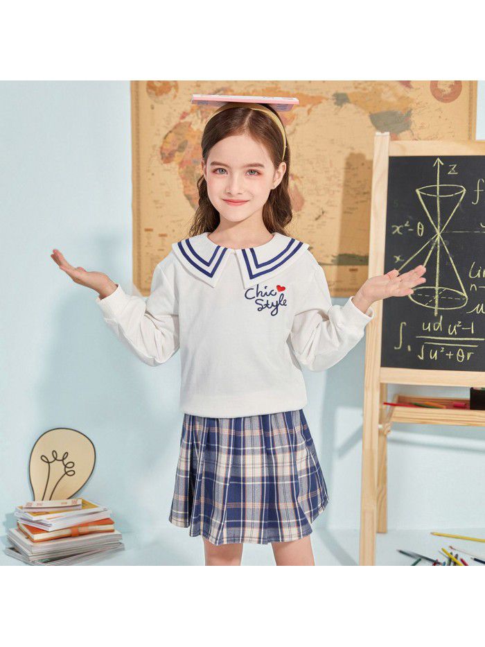 Cicie children's wear one ready to go girl's sweater  spring children's College skirt suit 