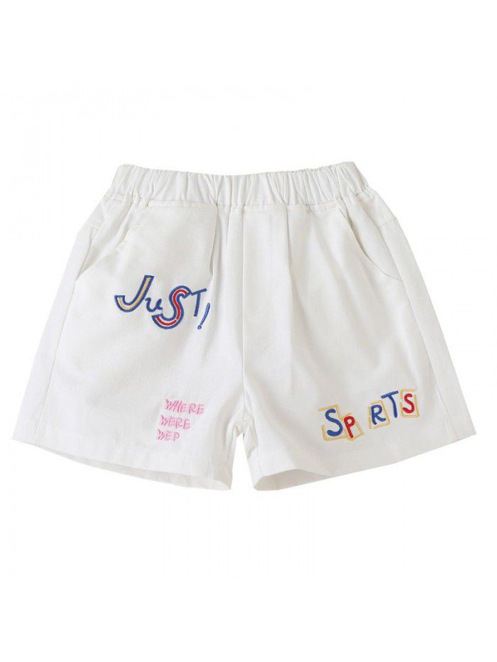 Girls' shorts summer new style children's foreign style cotton shorts wear red hot pants of CUHK girls' leisure net 