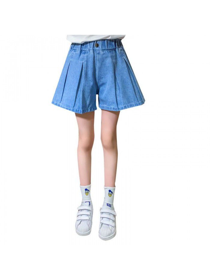 Girls' jeans skirt  new summer fashion children wear thin Jeans Skirt girls' Korean shorts 