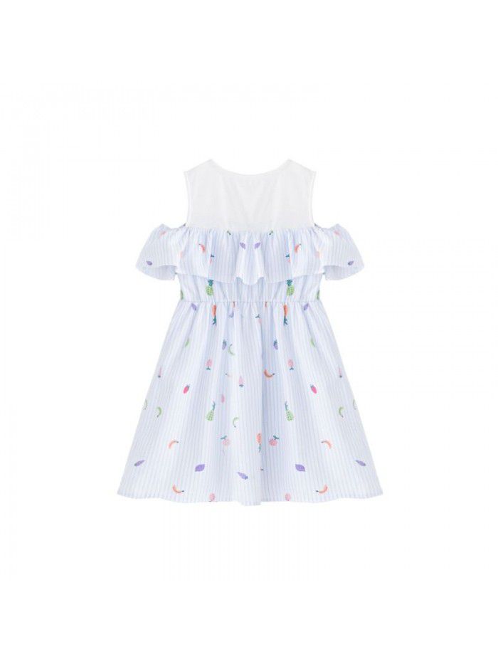 One hair generation children's dress new summer  children's skirt fake two printed girl's dress 