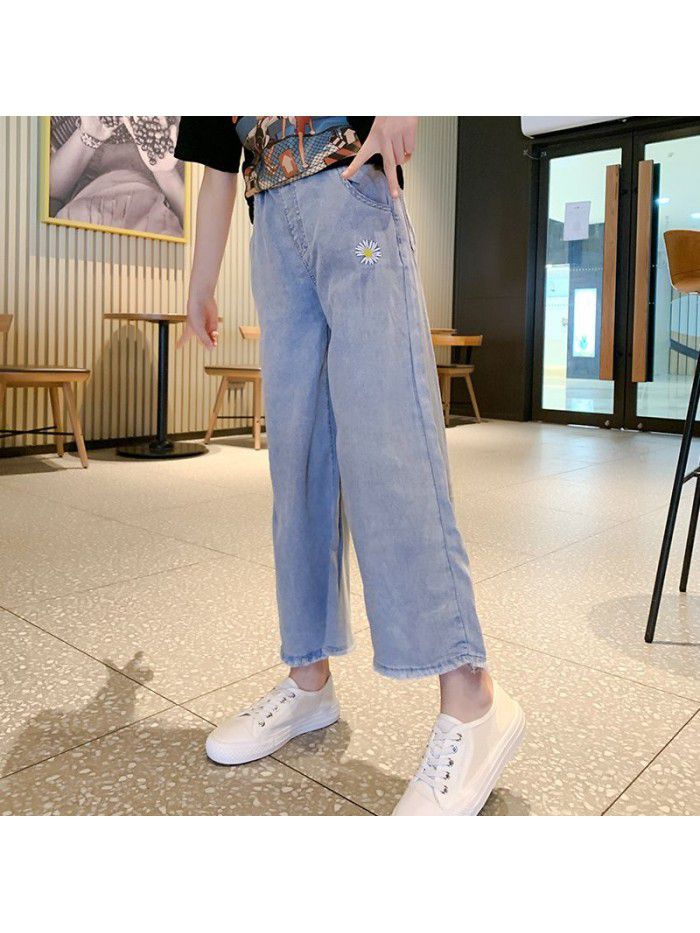 Girls' jeans summer  new girls' Daisy jeans Korean thin loose pants wholesale 