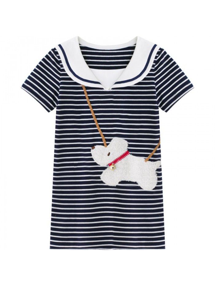Girls' Navy Dress Korean children's clothing one hair generation baby summer  new children's Cotton Skirt 