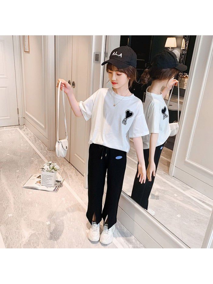 Girls' pants spring and autumn wear foreign style loose pants  new children's sports pants spring wide leg pants 