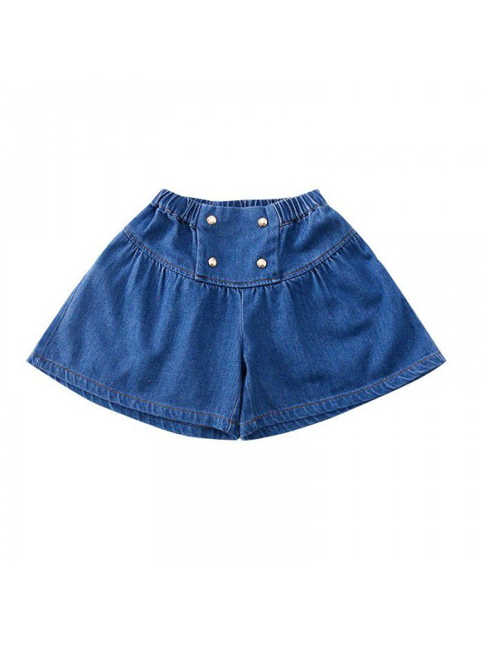 Girls' shorts summer wear  new foreign style children's middle and large children's summer wear hot pants thin denim pants 