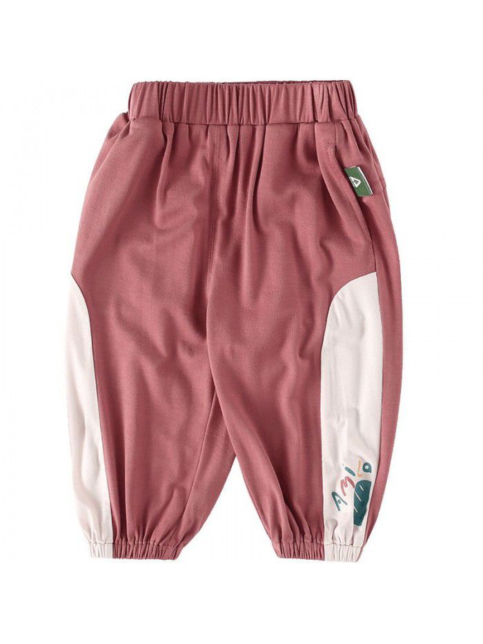 Amila girls' sports pants  summer thin children's leisure pants female baby foreign style baby mosquito proof pants 