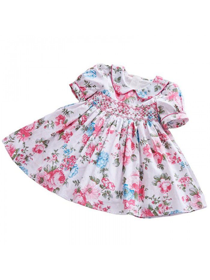  summer new children's floral children's skirt European and American idyllic skirt 