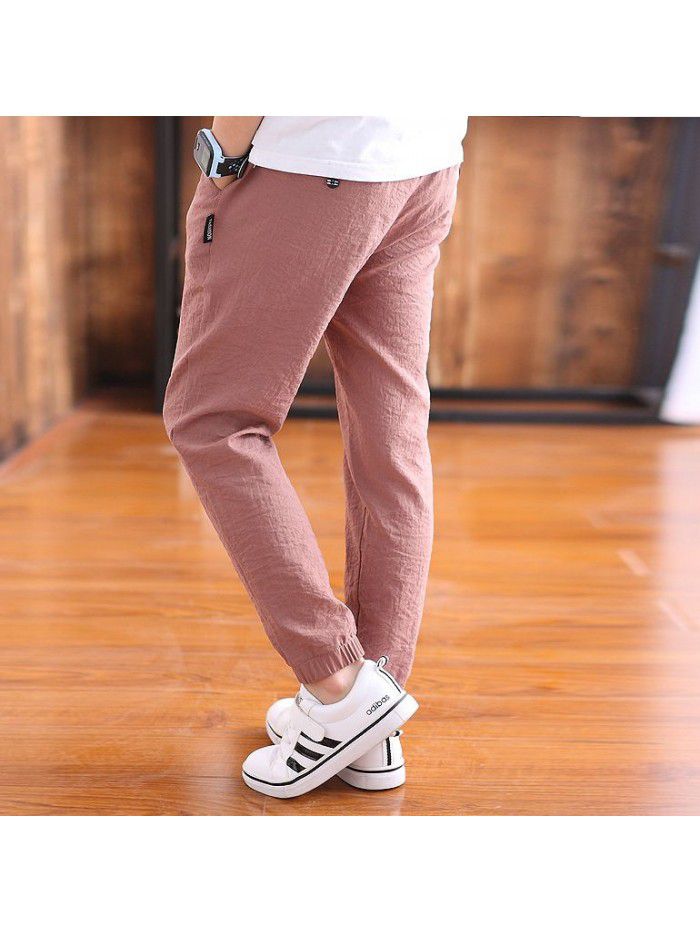 Manufacturers wholesale  boys' Capris summer thin pants children's anti mosquito pants middle and large children's leisure sports pants 
