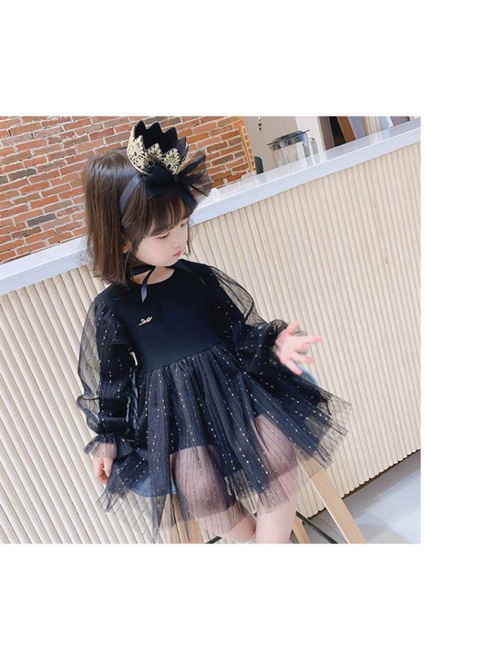 Baby girl Princess Dress super foreign style  new autumn children's dress children's gauze skirt spring and autumn girl's skirt 