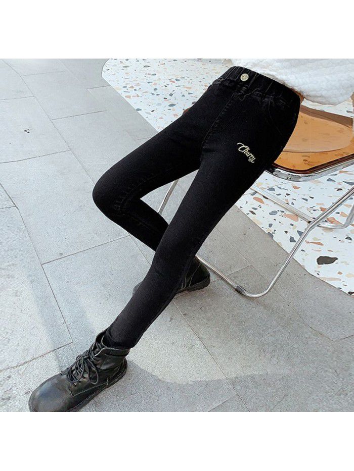 Girls' spring pants  new fashionable foreign style jeans pants 