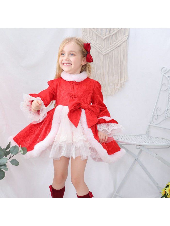 spring European and American children's clothing Lolita girls' poncho skirt Lolita Dress children's long sleeve dress 