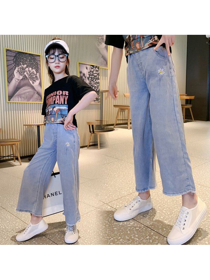 Girls' jeans summer  new girls' Daisy jeans Korean thin loose pants wholesale 