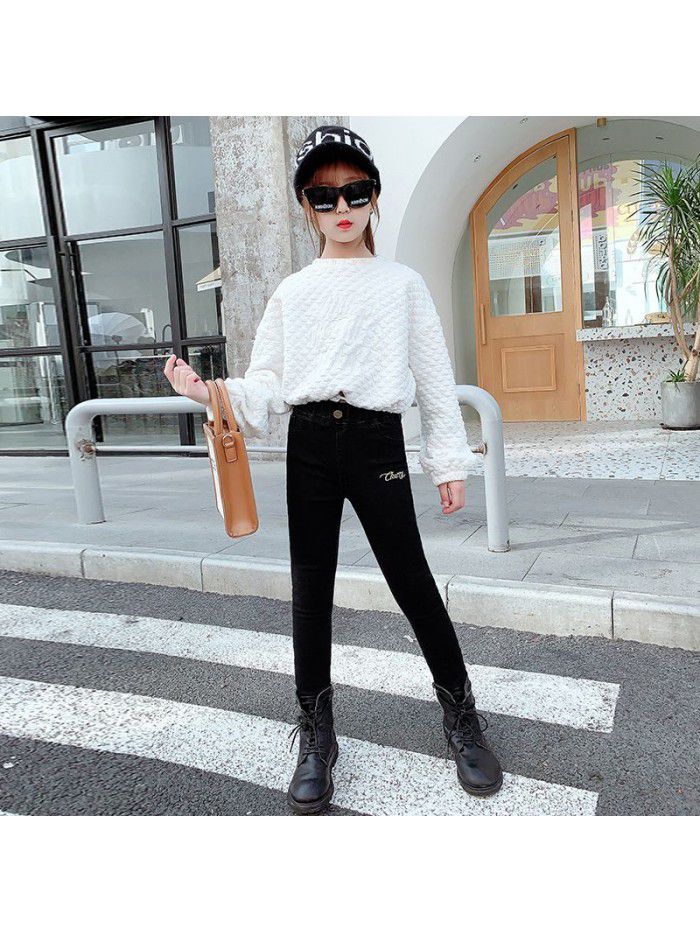 Girls' spring pants  new fashionable foreign style jeans pants 