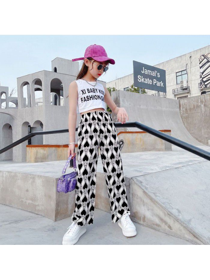 Girls' wide leg pants summer thin  new summer wear middle school children's pants summer children's pants 