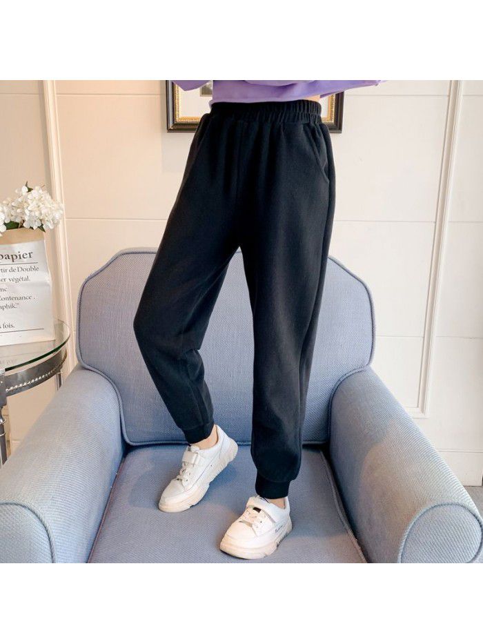 Girls' pants  spring new Chinese and female college children's foreign style leisure pants pants pants spring pants children's sports pants 