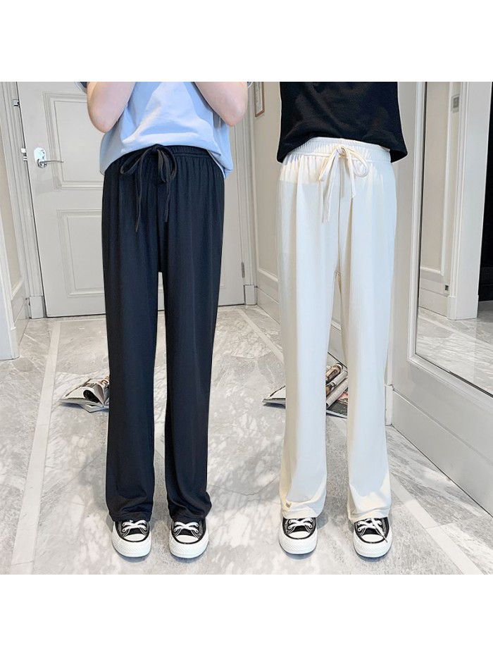 Girls' summer thin ice silk wide leg pants 