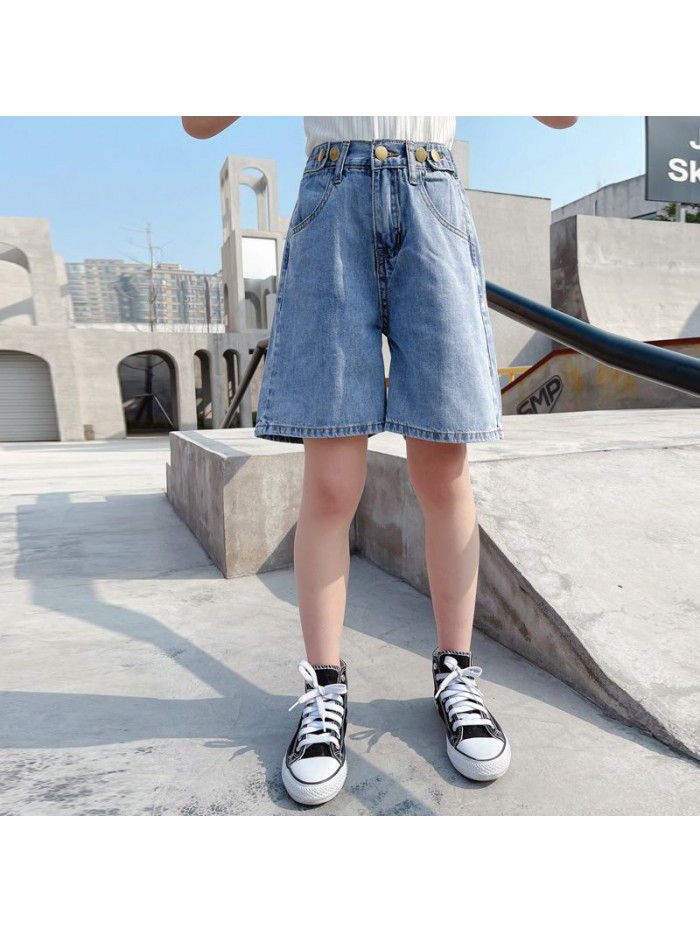 Girls' shorts  new summer wear thin children's baggy pants casual Capris middle and big children's foreign style pants 