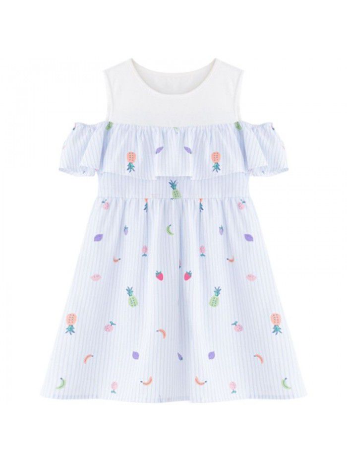 One hair generation children's dress new summer  children's skirt fake two printed girl's dress 