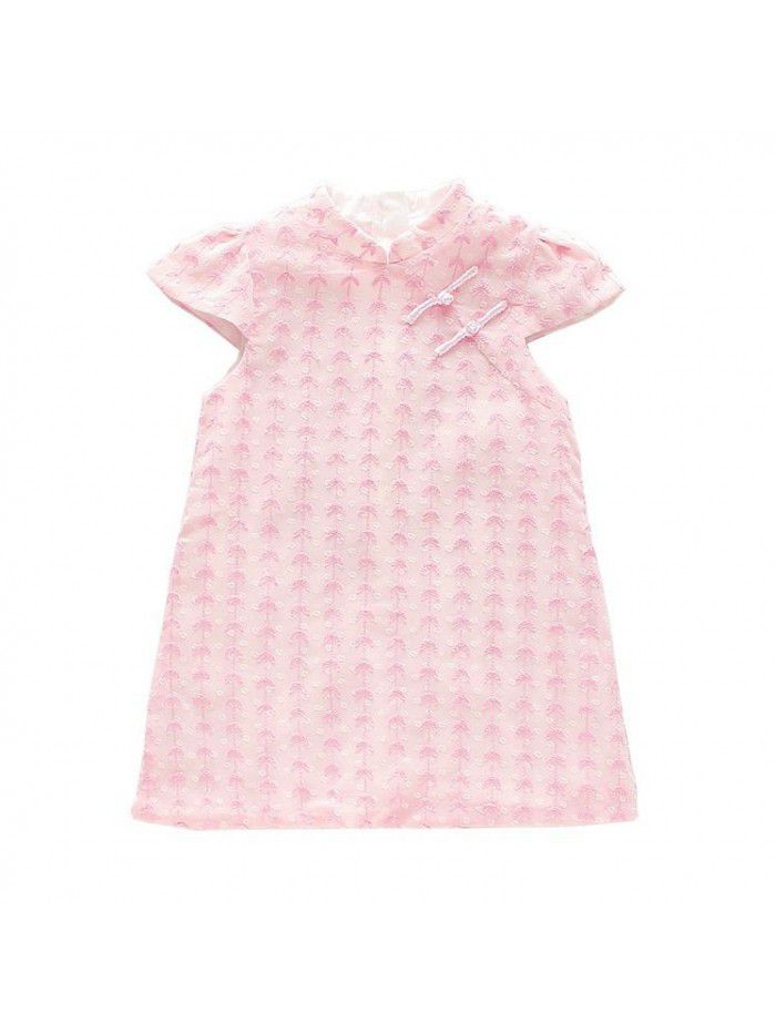 Children's cheongsam summer thin girl's cheongsam skirt baby girl dress foreign style little girl princess skirt Chinese style 