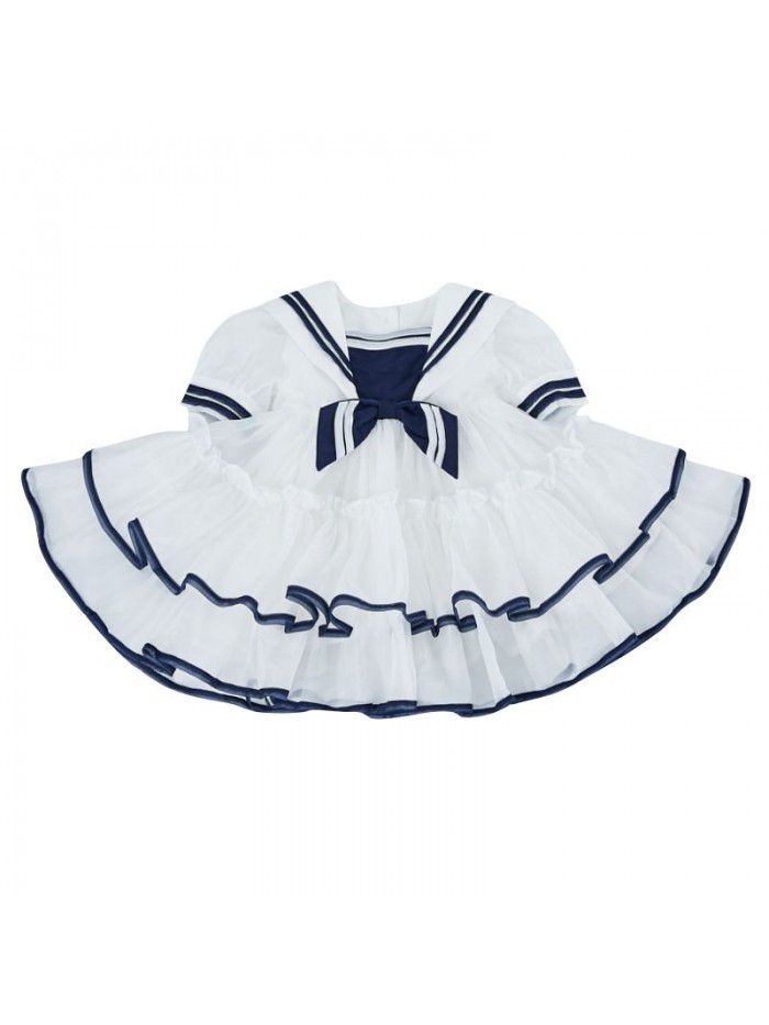 summer new girl's Princess Dress Navy Dress children's dress foreign style Organza children's pompous skirt 
