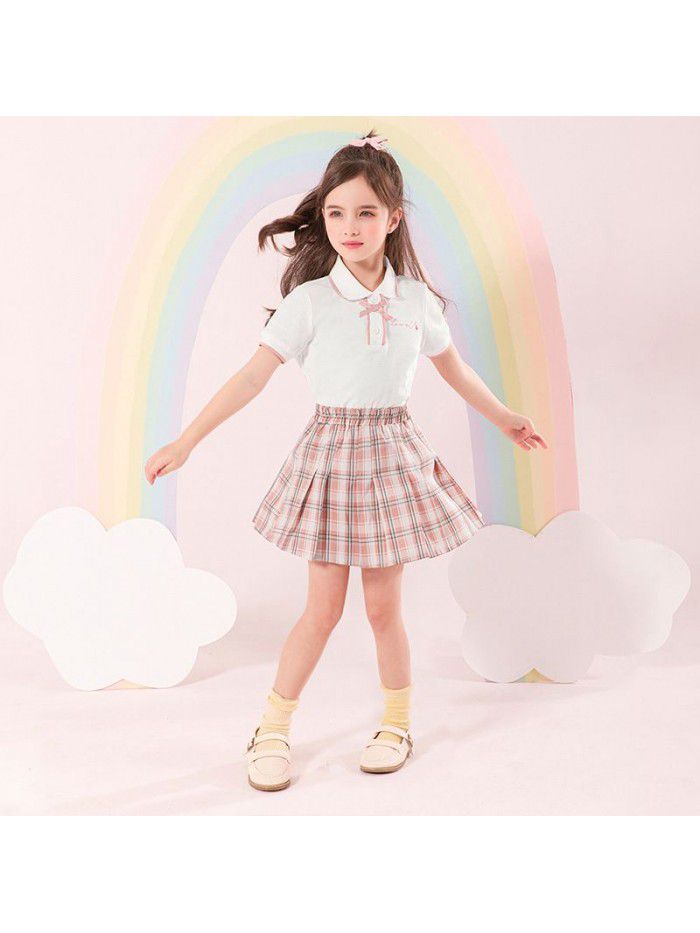 Cicie children's wear a ready to go girl's short sleeve  summer children's College skirt suit 