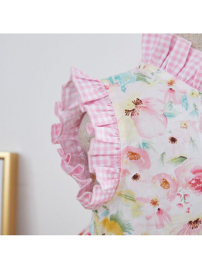 Girls' dress European and American children's dress  new summer sleeveless floral skirt small fresh children's dress 