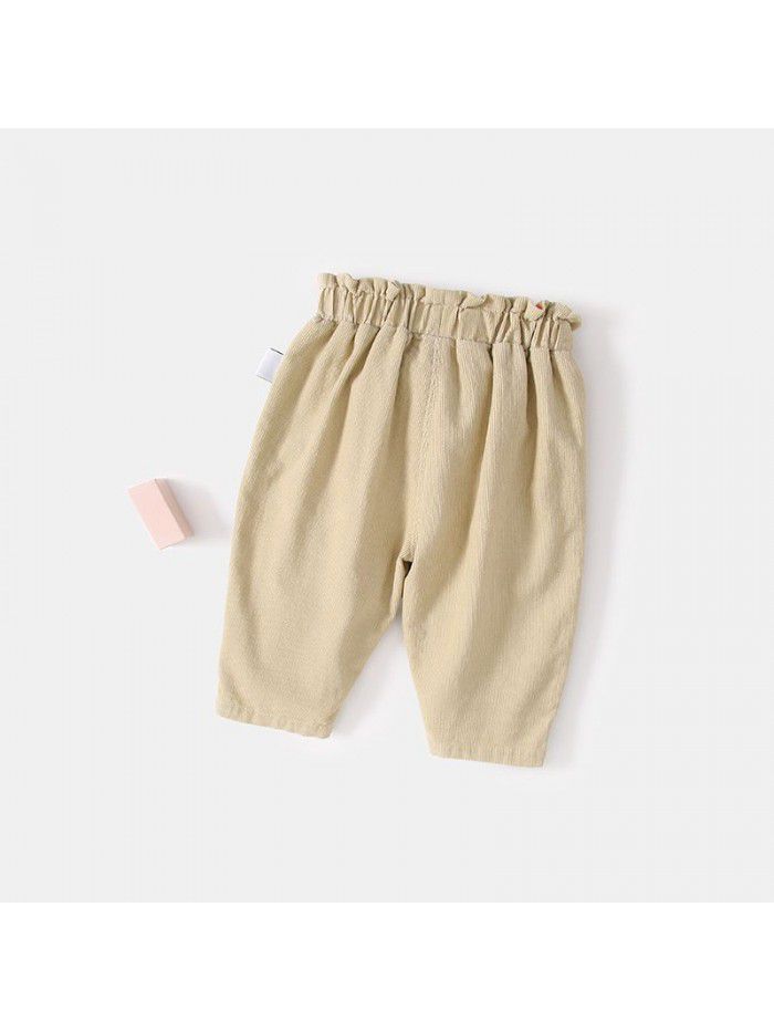 Amila children's  spring new baby cotton comfortable fashion versatile corduroy casual pants 