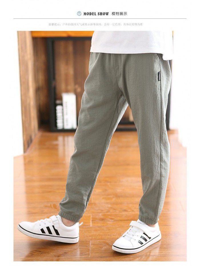 Manufacturers wholesale  boys' Capris summer thin pants children's anti mosquito pants middle and large children's leisure sports pants 