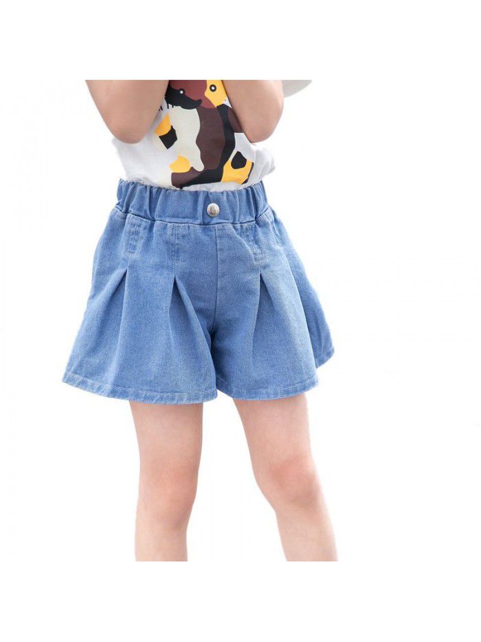 Girls' shorts summer wear  new type of outer wear of middle and large children's jeans 