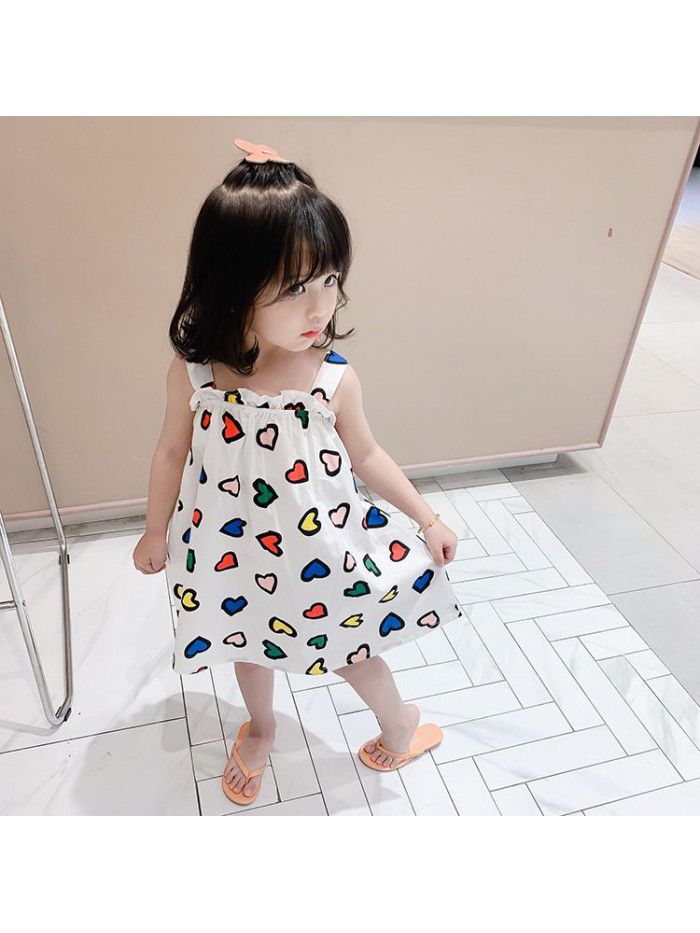 15.9 yuan! Children's wear spring and summer new crayon graffiti full print suspender dress girl's princess skirt 