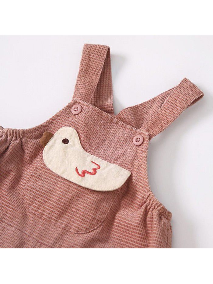 Amila children's  spring new baby girls' soft and lovely suspenders T-shirt girls' suit 