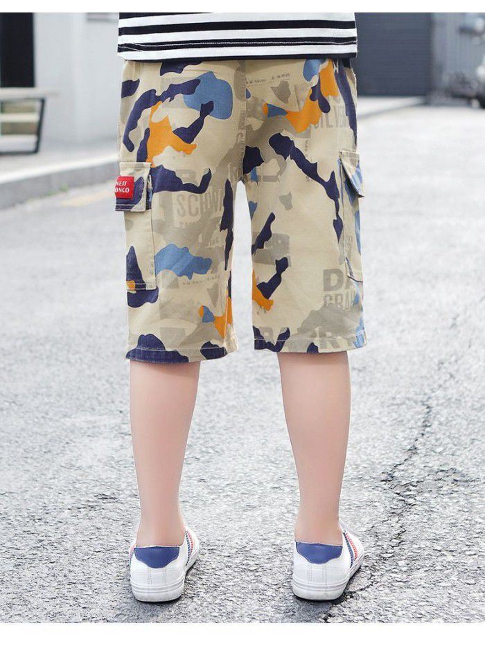 Children's camouflage pants  new boys' overalls summer new Capris boys' casual pants 