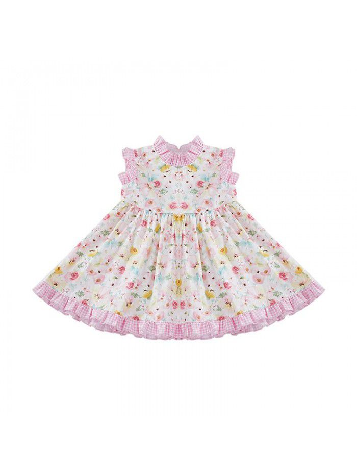 Girls' dress European and American children's dress  new summer sleeveless floral skirt small fresh children's dress 