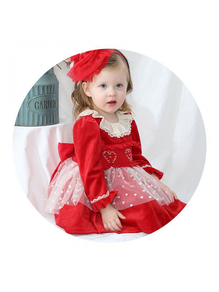  spring new Lolita children's dress Lolita Spanish princess skirt girls' new year skirt 