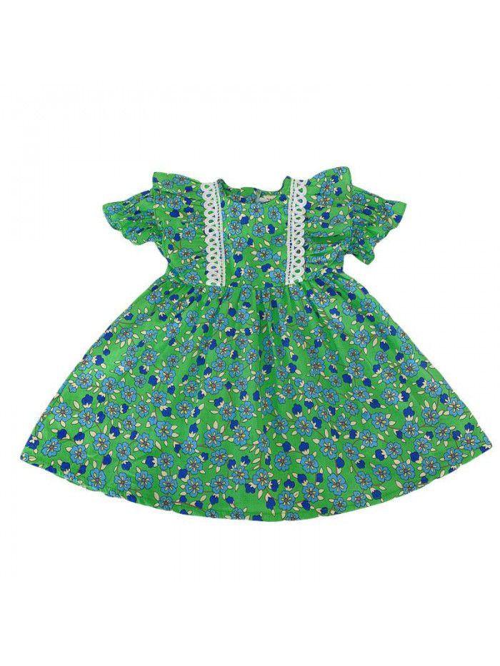 Girls' short sleeve floral Princess Dress  new summer dress 