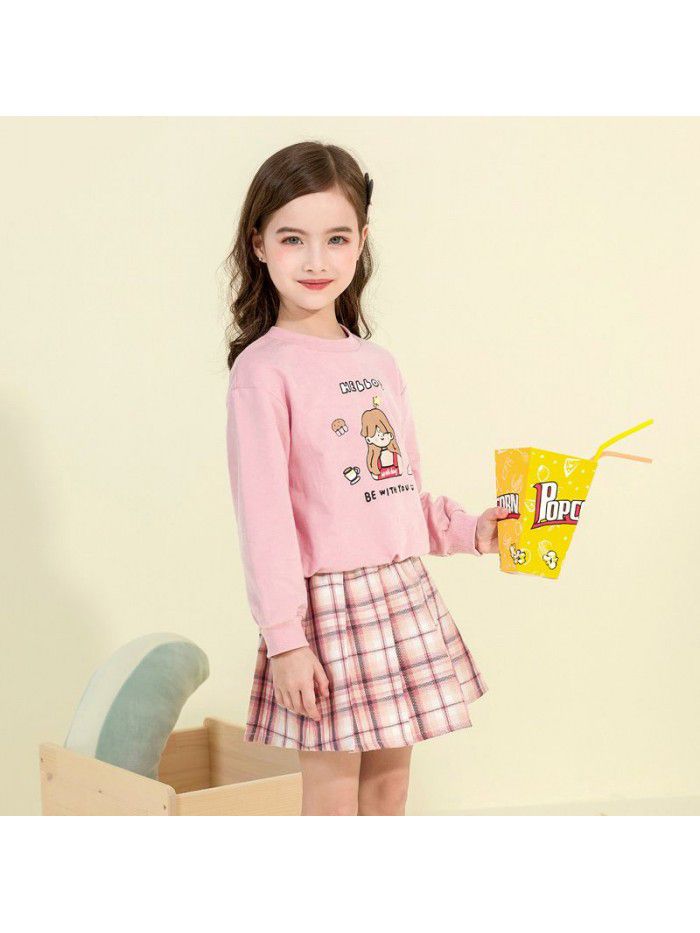 Cicie children's wear one ready to go girl's suit  spring lovely children's pleated skirt suit 