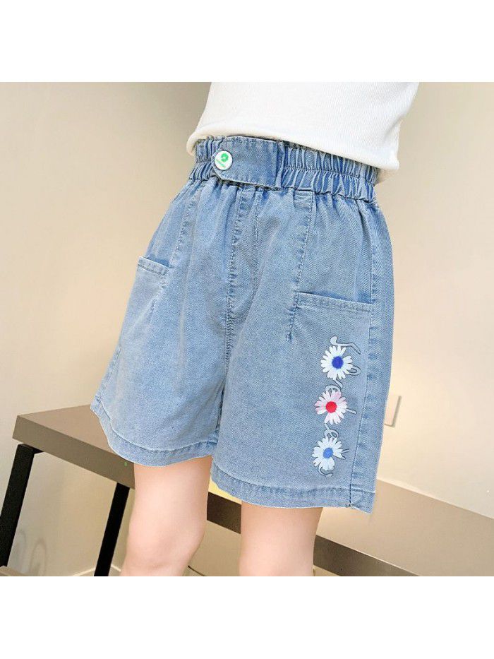 Girls' shorts  new foreign style children's middle and large children's summer wear thin versatile jeans pants summer wear 