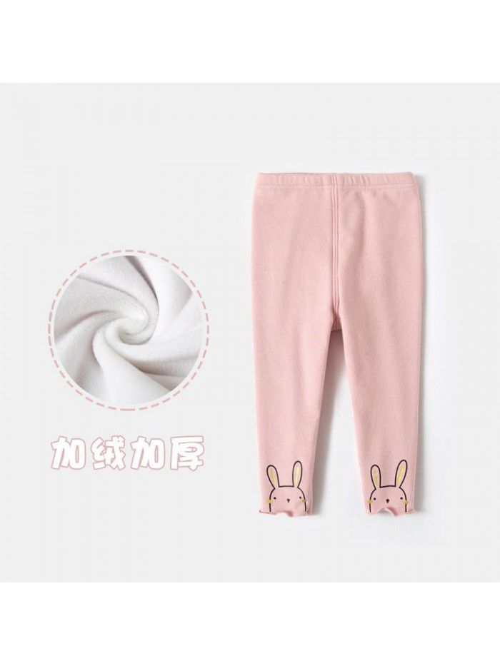 Girls' underpants autumn winter  new children's middle waist thickened plush cartoon underpants children's pants 