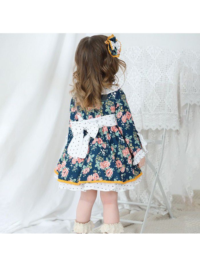 Spring European and American children's wear Lolita children's Dress Girls floral pompous Skirt New Year's dress Spanish princess skirt 